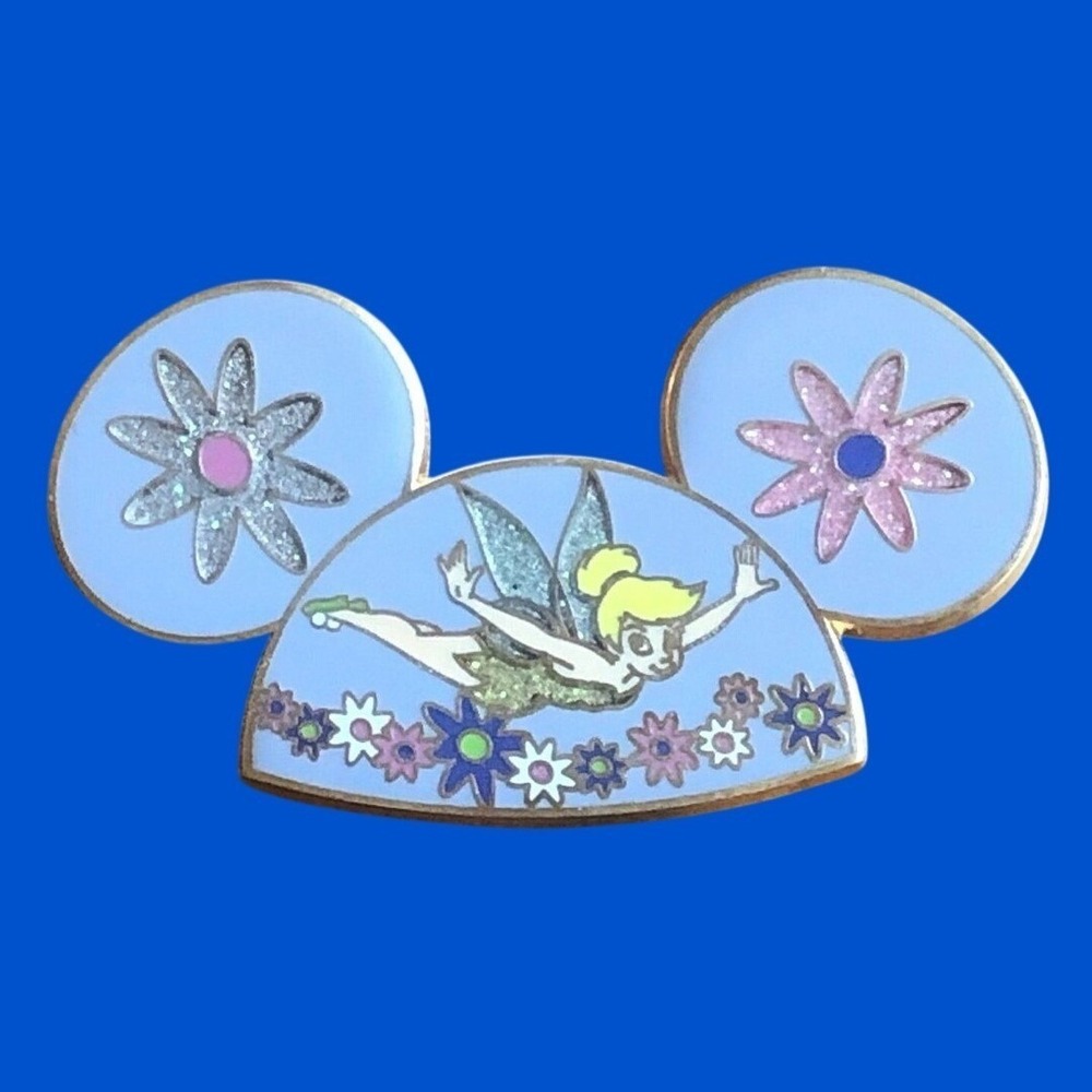 Disney Tinker Bell Mickey Ear Hat Pin 2008 Official Pin Trading Flower Enamel